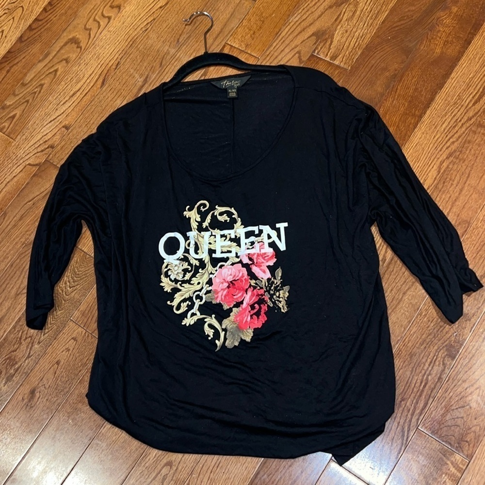 Thalia Sodi Queen Floral patterns graphic oversized top Sz XL
